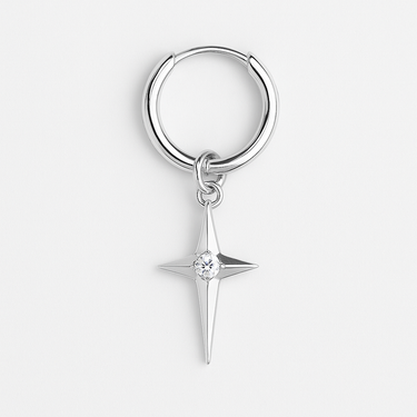 950 Silver Star Earring with Zircon – Elegant Men's Jewelry